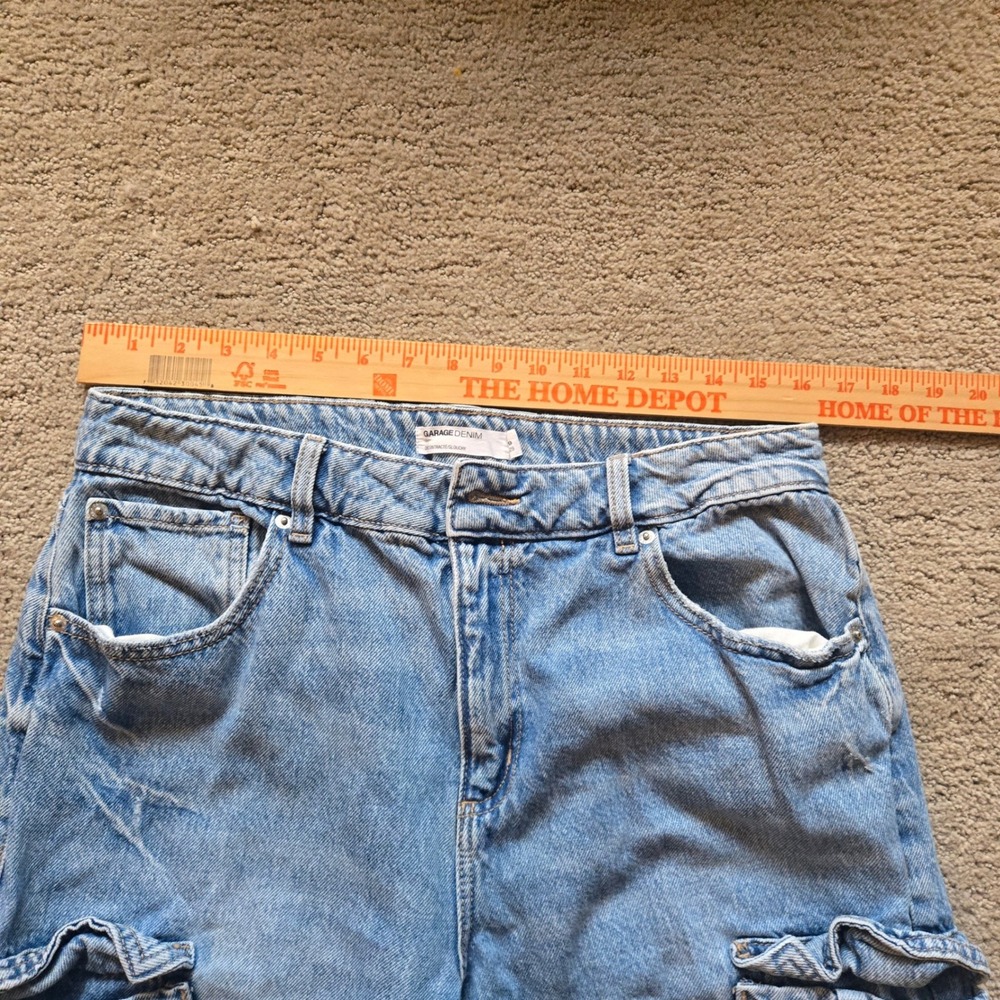 Garage Denim Womens Light Wash Cargo Jeans High Rise Straight Leg Size 9 - Picture 2 of 5